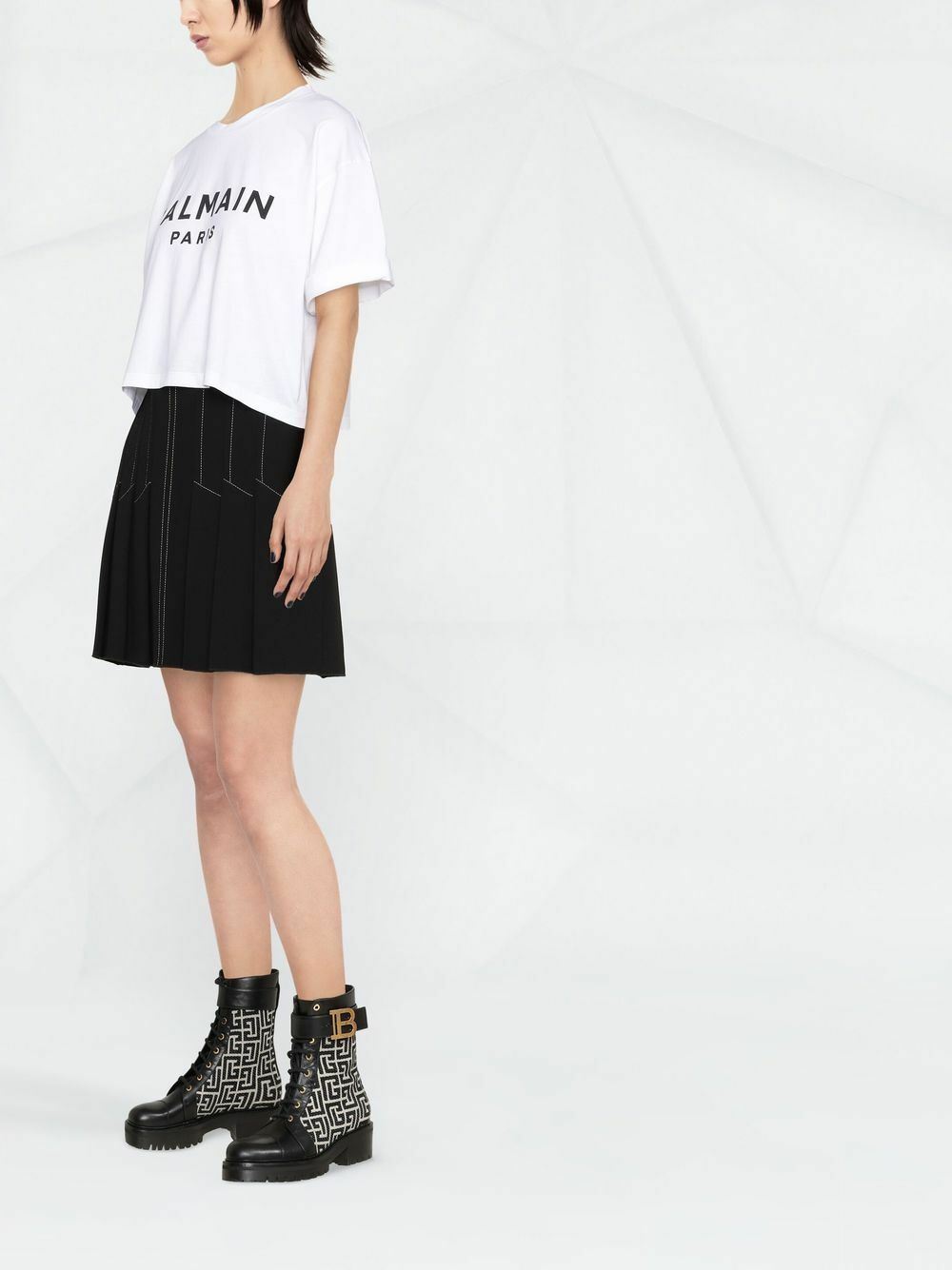 Tシャツ・カットソー BALMAIN LOGO ORGANIC COTTON CROPPED T-SHIRT BALMAIN - Logo Organic Cotton Cropped T-shirt Balmain