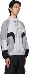 Li-Ning Grey & Black Paneled Pullover Jacket