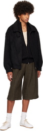 AMOMENTO Brown Jacquard Two Tuck Wide Shorts