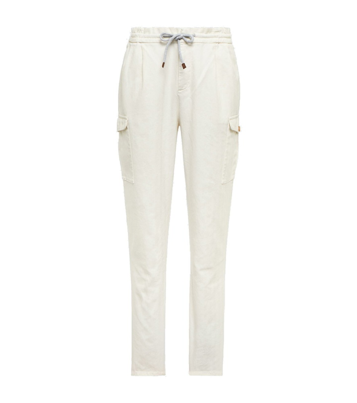 Photo: Brunello Cucinelli - Tapered cotton and linen canvas pants