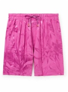 TOM FORD - Straight-Leg Floral-Jacquard Satin Drawstring Shorts - Pink