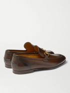 GUCCI - Jordaan Horsebit Burnished-Leather Loafers - Brown