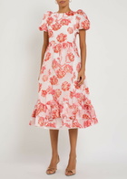 Sister Jane Willa Floral-jacquard Organza Midi Dress Pink
