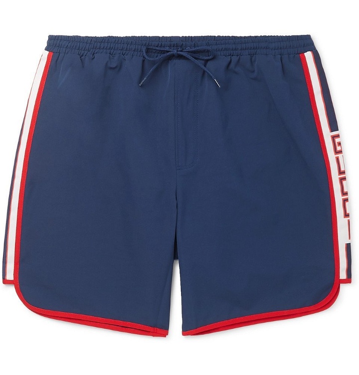 Photo: Gucci - Short-Length Grosgrain-Trimmed Swim Shorts - Men - Navy