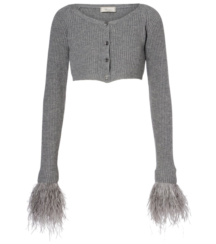 Photo: Blumarine Cropped ribbed-knit wool cardigan