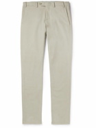 Canali - Tapered Brushed Stretch-Cotton Twill Trousers - Neutrals