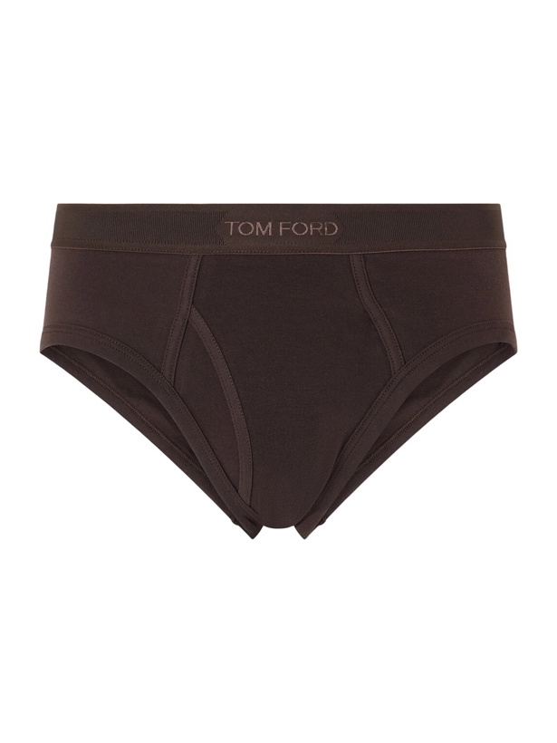Photo: TOM FORD - Stretch-Cotton Briefs - Brown