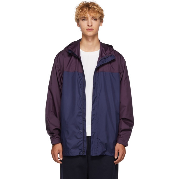 Photo: 3.1 Phillip Lim Navy and Purple Colorblocked Hooded Jacket