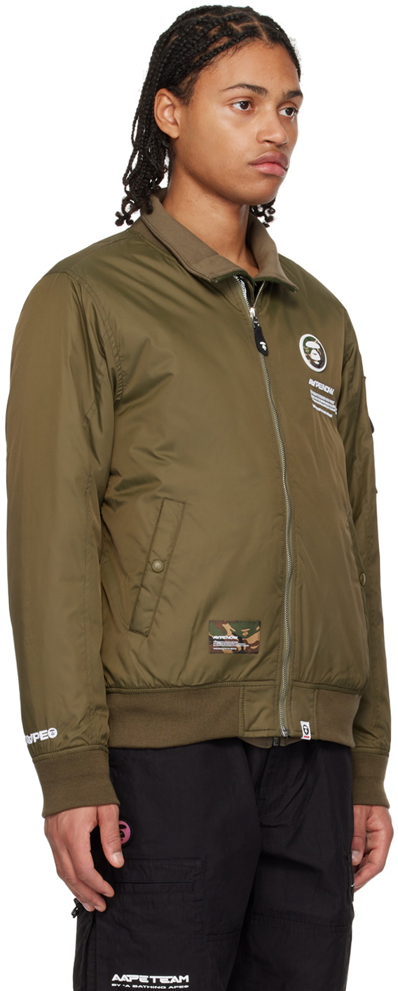 AAPE by A Bathing Ape Green MA1 Bomber Jacket AAPE by A Bathing Ape