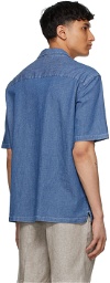 Z Zegna Blue Denim Short Sleeve Shirt