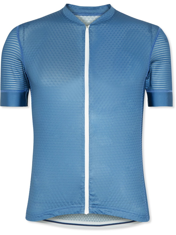 Photo: CAFE DU CYCLISTE - Micheline Mesh-Panelled Cycling Jersey - Blue