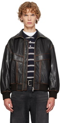 Dunst Brown Stand Collared Leather Jacket
