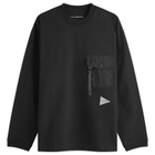 and wander Heavy Cotton Long Sleeve Pocket T-Shirt in Black