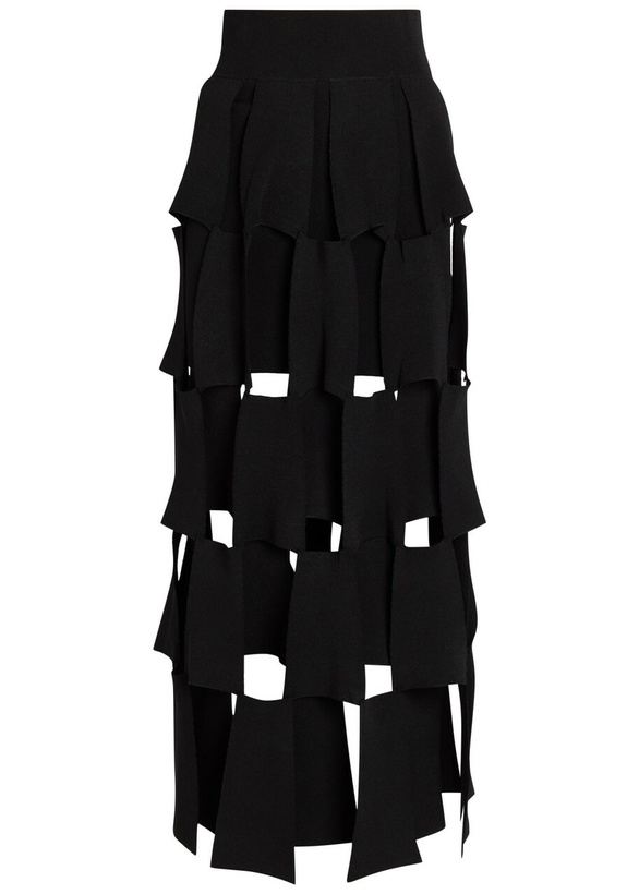 Photo: A.W.A.K.E Mode Panelled Trapeze Knit Midi Skirt Black