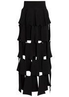 A.W.A.K.E Mode Panelled Trapeze Knit Midi Skirt Black