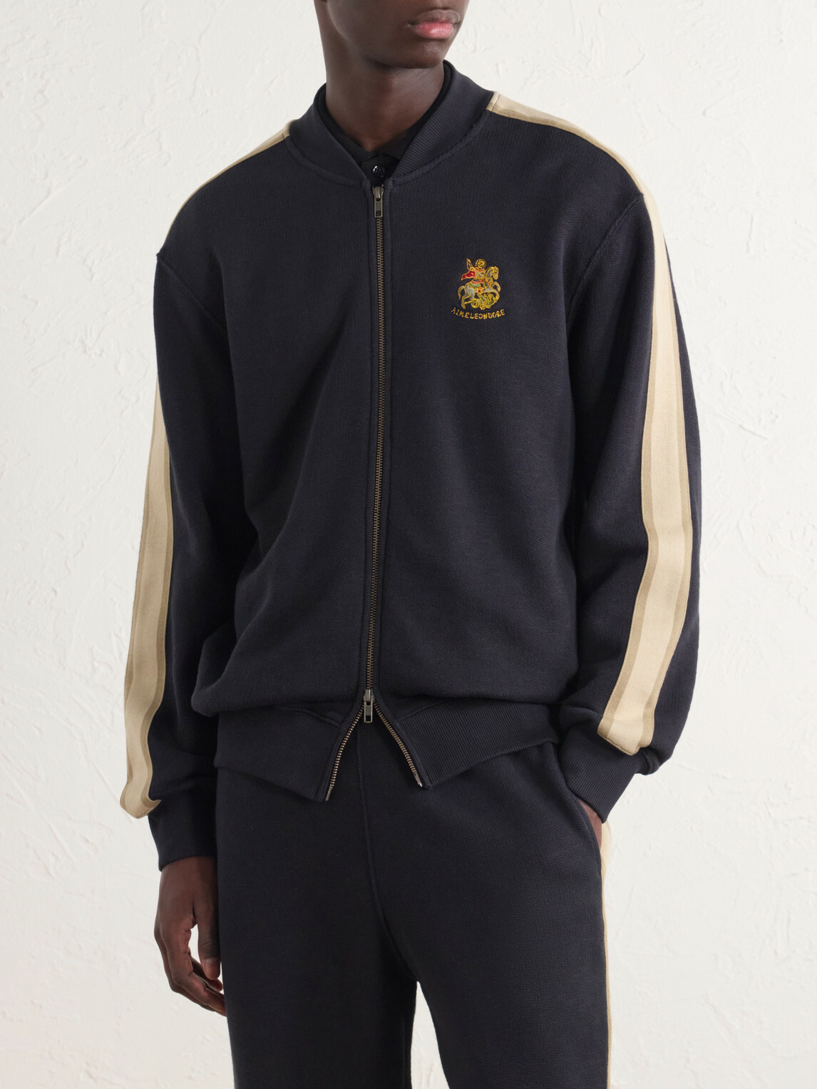 Aimé Leon Dore - Saint George Logo-Embroidered Striped Cotton Track Jacket - Black