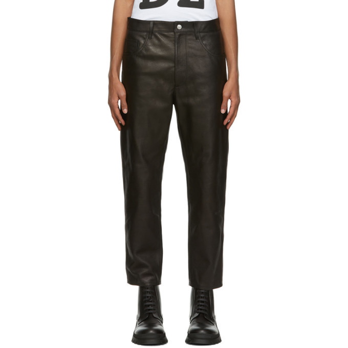 Photo: Dsquared2 Black Leather Brad Trousers