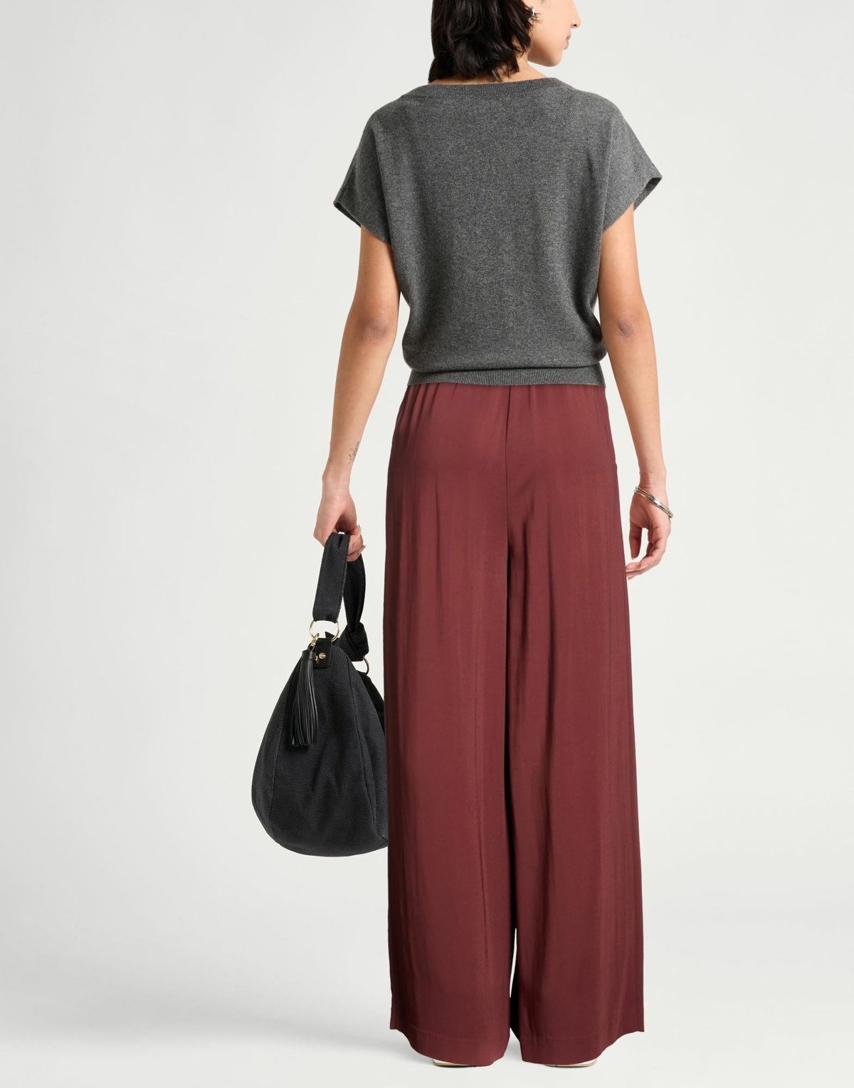 Manila Grace Womens Pants in Burgundy