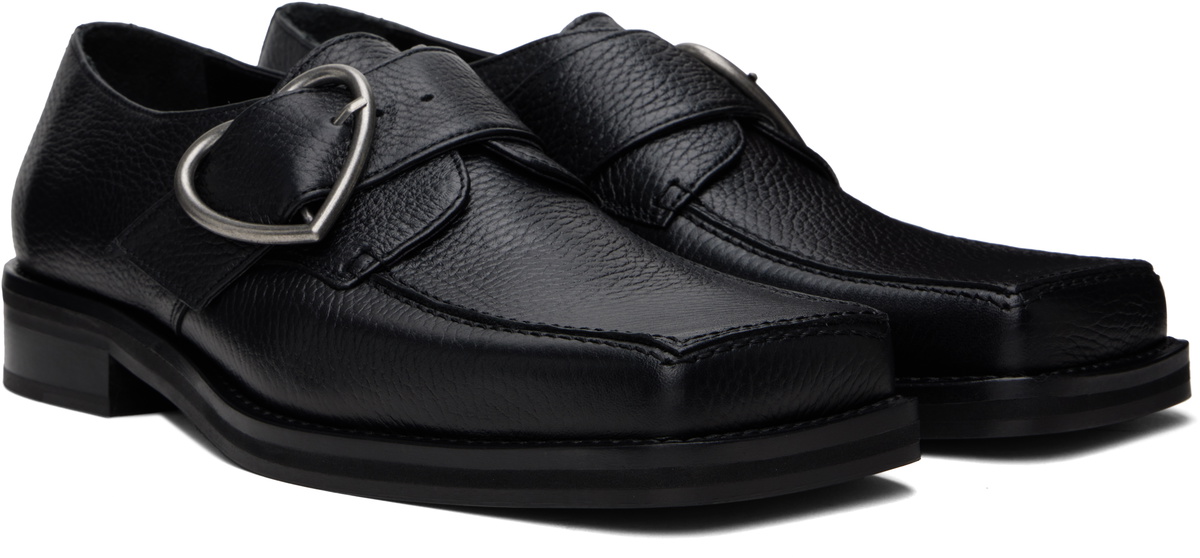 Martine Rose Black Square Toe Buckle Loafers