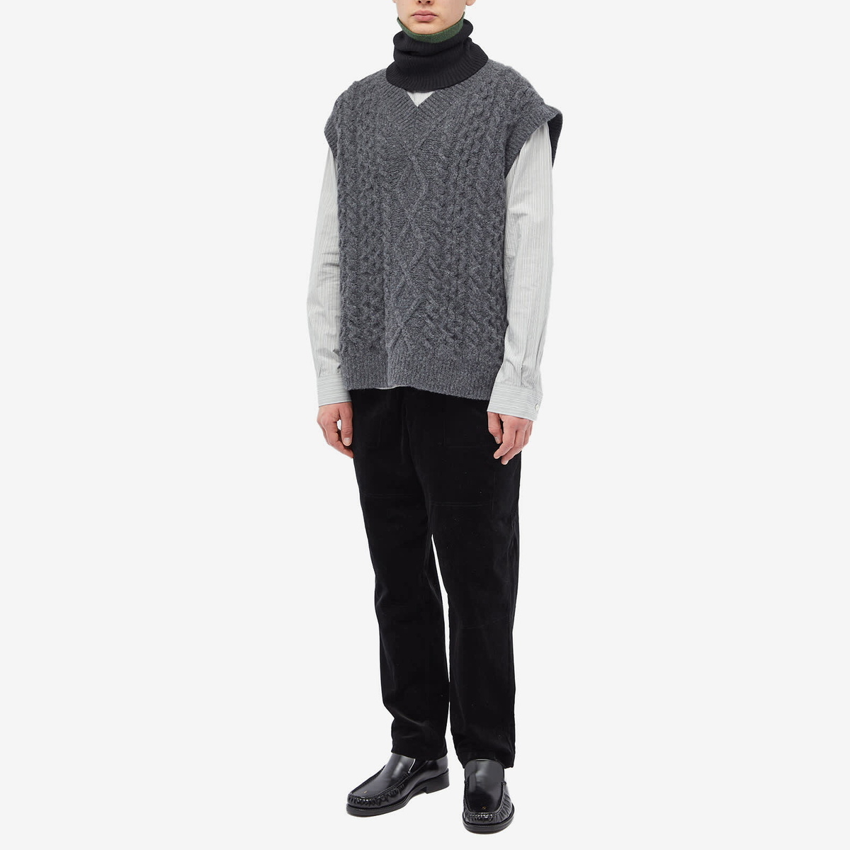 MHL by Margaret Howell Men's Tipped Neck Warmer in Black/Rosemerry