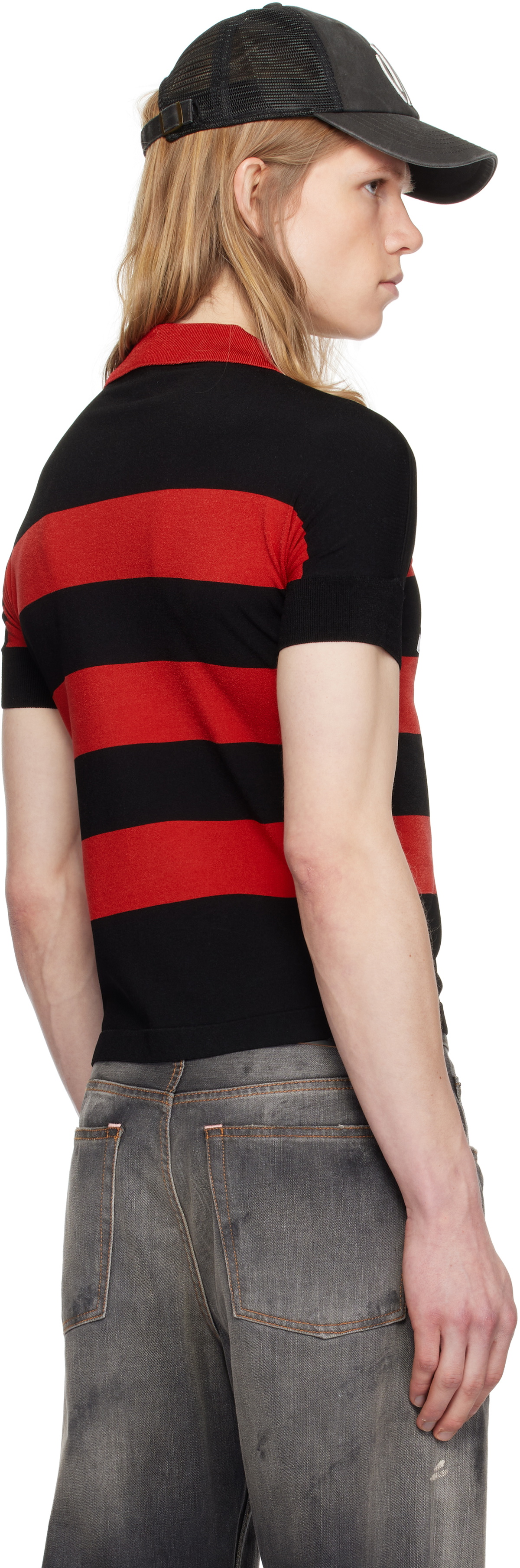 VAQUERA Black & Red Striped Polo