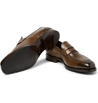 TOM FORD - Wessex Burnished-Leather Penny Loafers - Men - Chocolate