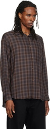 Solid Homme Brown Cupro Check Shirt