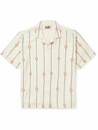 Karu Research - Camp-Collar Embellished Cotton-Jacquard Shirt - Neutrals