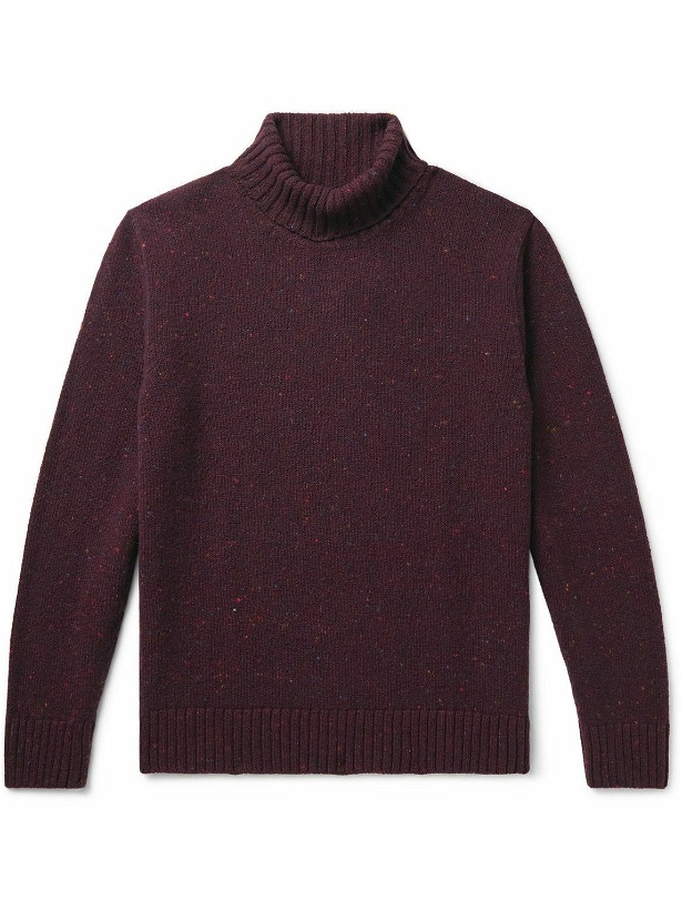 Photo: Inis Meáin - Donegal Merino Wool and Cashmere-Blend Rollneck Sweater - Burgundy