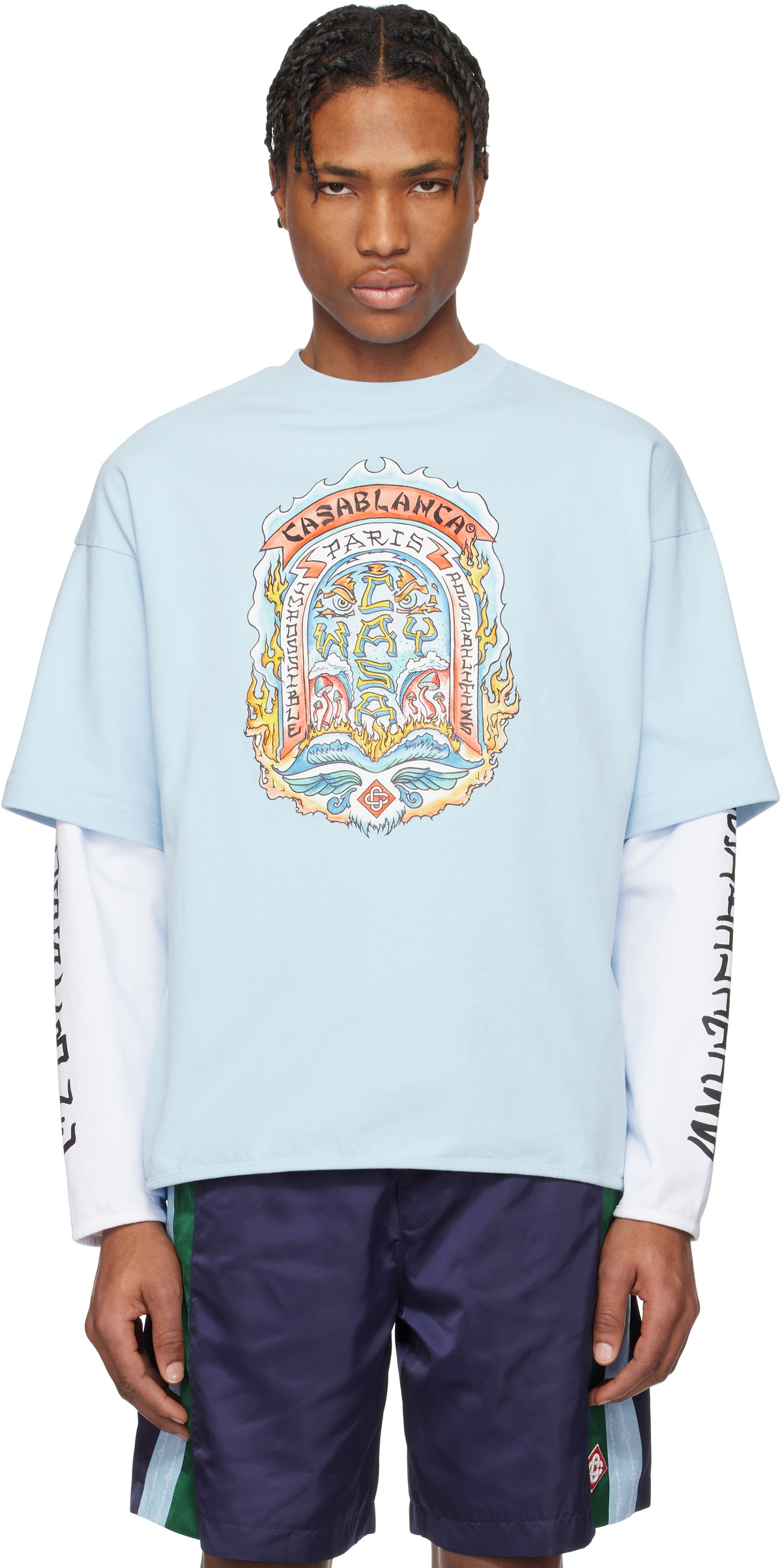 Casablanca Blue 'Casa Way' Skate Double Layer T-shirt Casablanca