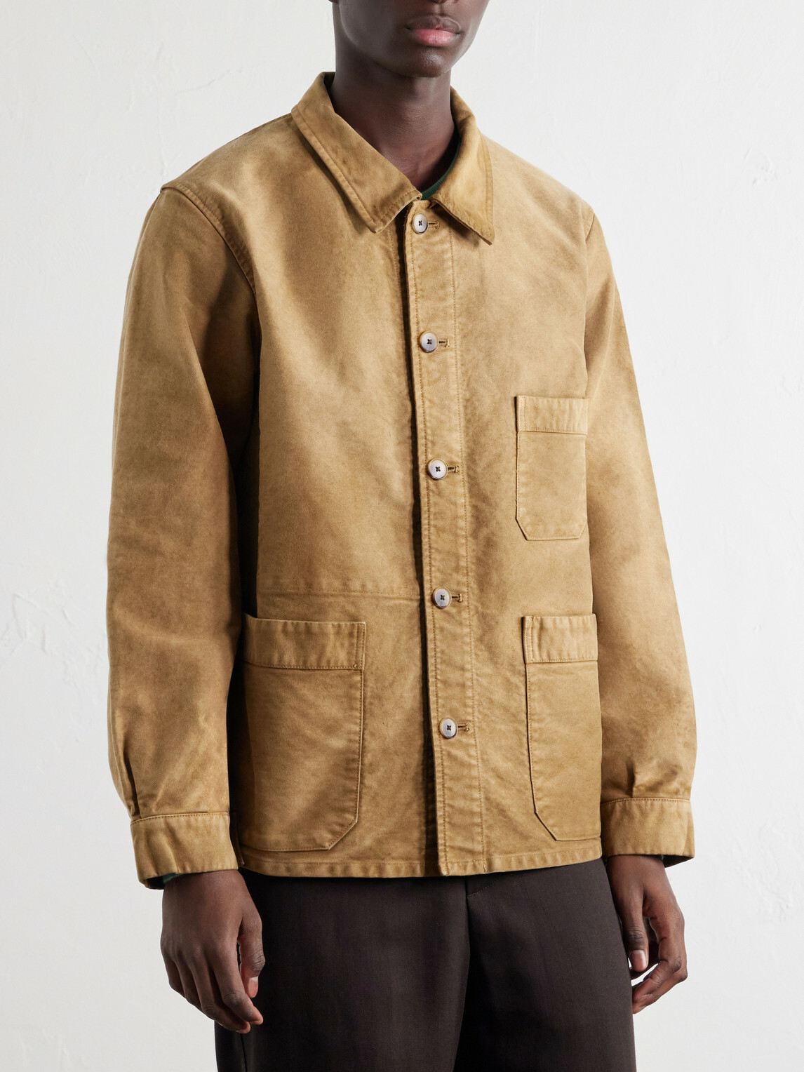 Auralee - Garment-Dyed Cotton-Moleskin Blouson Jacket - Brown