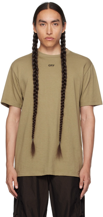 Photo: Off-White Khaki Off Stitch T-Shirt