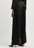 High Borderline Floral-jacquard Trousers Black
