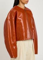 Entire Studios Arced Quilted Leather Jacket Copper