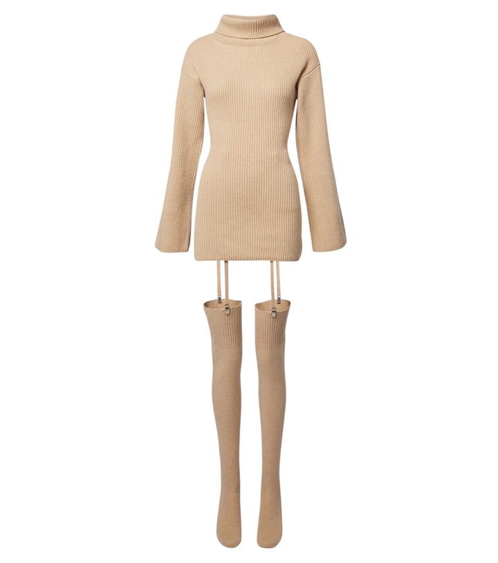 Photo: Aya Muse Cursa ribbed-knit wool minidress and tights set