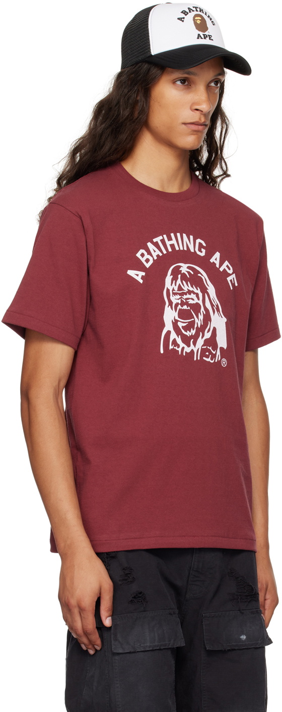 トップス A BATHING APE COLLEGE LS TEE BURGUNDY A BATHING APE® Tie Dye Ape Head Relaxed Fit Ls Tee | Bape