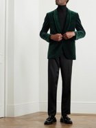 Mr P. - Cotton-Blend Velvet Tuxedo Jacket - Green