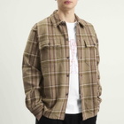 Norse Projects Men's Hjalmer Heavy Twill Check Overshirt in Walnut
