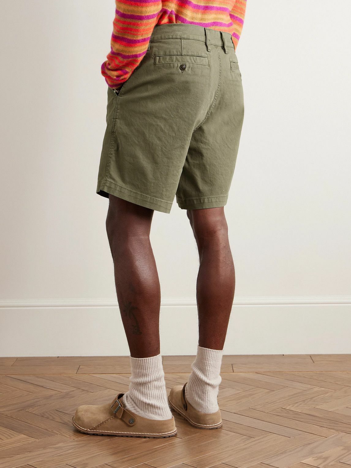 Corridor - Straight-Leg Pleated Garment-Dyed Cotton-Blend Twill Shorts - Green