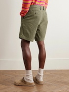 Corridor - Straight-Leg Pleated Garment-Dyed Cotton-Blend Twill Shorts - Green
