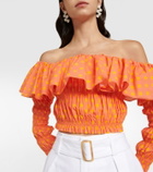 Caroline Constas Lydia polka-dot off-shoulder top
