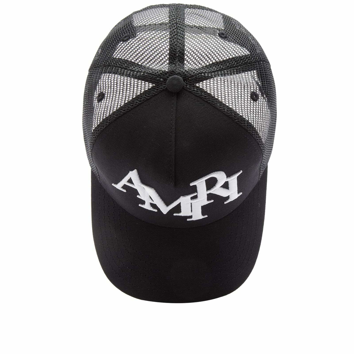AMIRI Men's Staggered Logo Trucker Hat in Black Amiri AMIRI Men's Staggered Logo Trucker Hat in Black Amiri