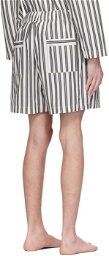 Tekla Off-White Striped Pyjama Shorts