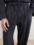 A Kind Of Guise - Samurai Straight-Leg Striped Cotton and Linen-Blend Trousers - Black
