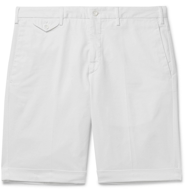 Photo: Incotex - Slim-Fit Stretch-Cotton Twill Bermuda Shorts - White