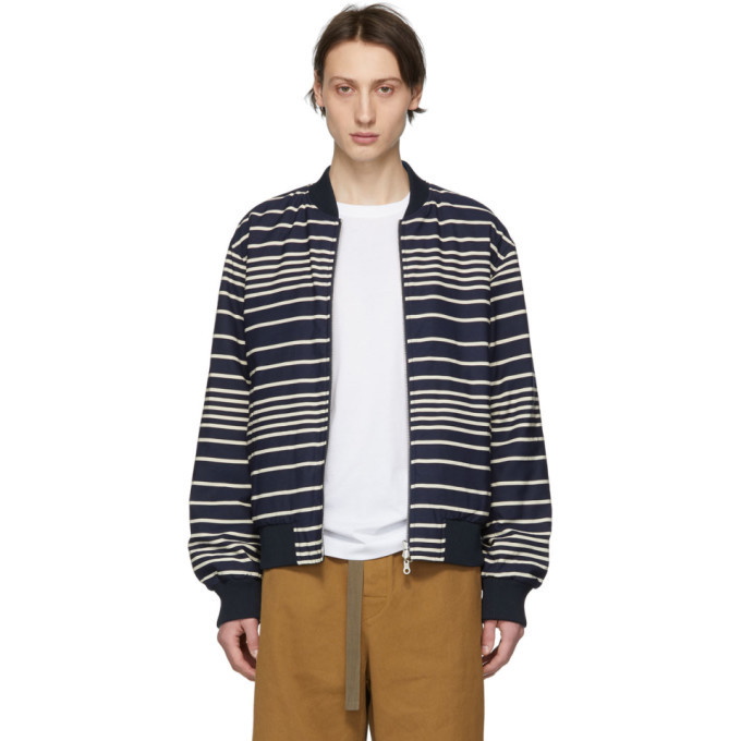Photo: Dries Van Noten Reversible Navy and Off-White Striped Volker Bomber Jacket