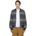 Dries Van Noten Reversible Navy and Off-White Striped Volker Bomber Jacket