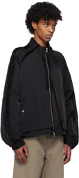 NULLUS Black Corduroy Paneled Athletes Track Jacket