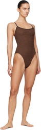 Hunza G Brown Pamela Contrast Swimsuit