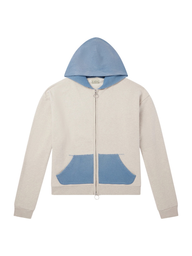 Photo: KAPITAL - Colour-Block Cotton-Jersey Zip-Up Hoodie - Neutrals